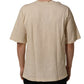 Beige Cotton Graphic Print Crew Neck T-shirt