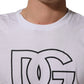 White DG Logo Print Short Sleeves Men T-shirt