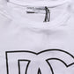 White DG Logo Print Short Sleeves Men T-shirt