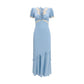 Blue Viscose Casual Dress