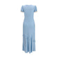 Blue Viscose Casual Dress