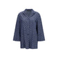 Blue Cotton Full-Length Jacket