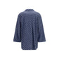 Blue Cotton Full-Length Jacket