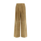 Beige Cotton Flared Pants