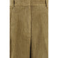 Beige Cotton Flared Pants