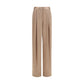 Beige Silk Casual Pants