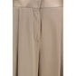 Beige Silk Casual Pants
