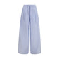 Blue Cotton Casual Pants