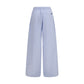 Blue Cotton Casual Pants