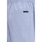 Blue Cotton Casual Pants