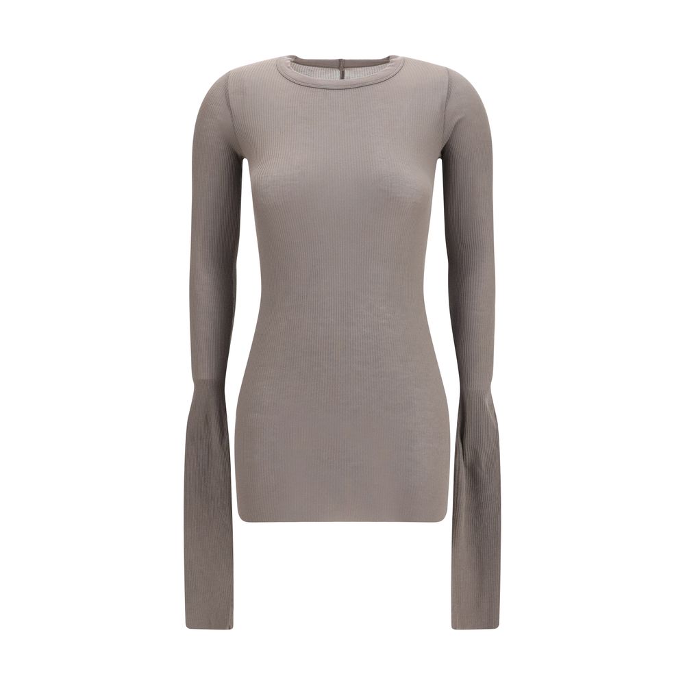 Gray Viscose Long Sleeve T-Shirt