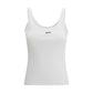 White Cotton Sleeveles T-Shirt