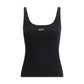 Black Cotton Sleeveles T-Shirt