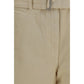 Beige Cotton Casual Pants