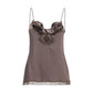 Brown Silk Sleeveles T-Shirt