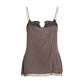 Brown Silk Sleeveles T-Shirt