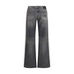 Gray Cotton Straight-Leg Jeans