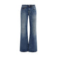 Blue Cotton Straight-Leg Jeans