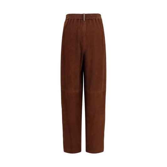Brown Leather Casual Pants