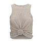 Beige Lyocell Sleeveles T-Shirt