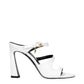 White Leather Stiletto Heel Sandals