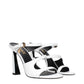 White Leather Stiletto Heel Sandals