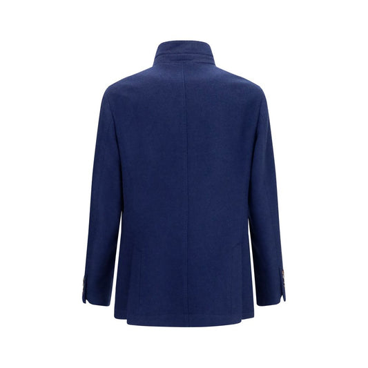 Blue Cashmere Full-Length Jacket