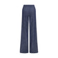 Blue Cotton Casual Pants