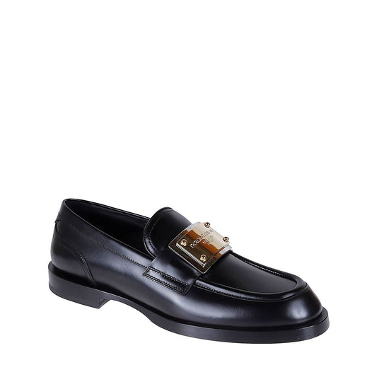 Black Calfskin Slip-On Loafers