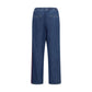 Blue Polyester Casual Pants