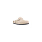 Beige Suede Leather Clogs