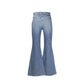 Blue Cotton Flared Jeans