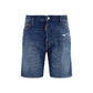Blue Cotton Bermuda Shorts