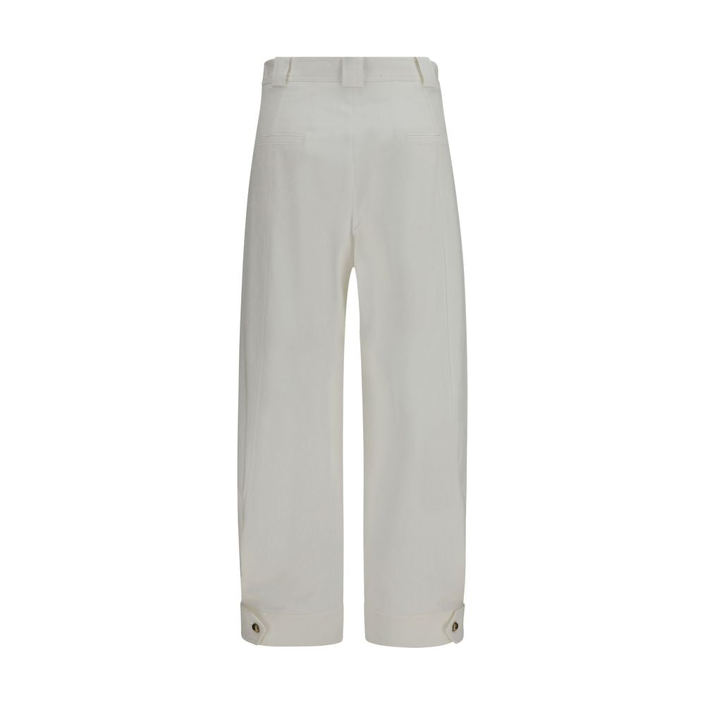 White Cotton Cropped Pants