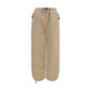 Beige Cotton Athletic Pants