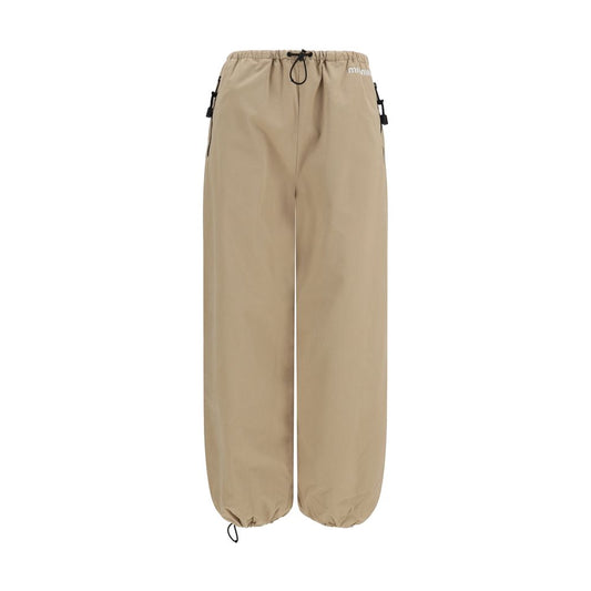 Beige Cotton Athletic Pants