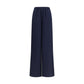 Blue Silk Casual Pants