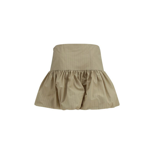 Beige Cotton Mini Skirt