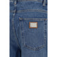 Blue Cotton Straight-Leg Jeans