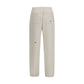 Beige Cotton Casual Pants