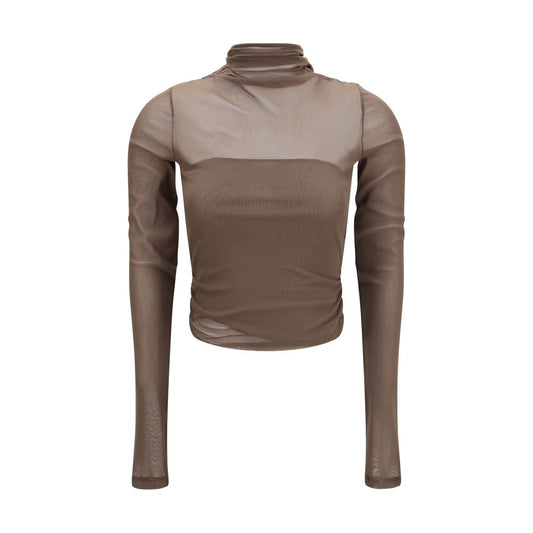 Brown Polyamide Pattern Shirt