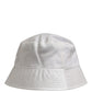 Men White Nylon Wide Brim Bucket Capello Hat