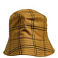 Men Dark Yellow Check Wide Brim Bucket Cap Hat