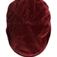 Men Dark Red Cotton Newsboy Capello Cabbie Hat