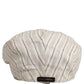Men Off White Striped Linen Newsboy Capello Hat