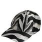 Men Black Silver Zebra Pattern Baseball Cap Hat