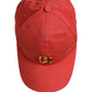 Men Red Cotton DG Logo Plaque Baseball Cap Hat