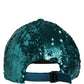 Men Green Cotton Sequin Baseball Cap 6 Panels Hat