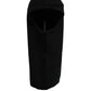 Men Black Wool Ribbed Knit Balaclava Wrap One Size Hat