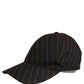 Black Gold Pinstriped Cotton Baseball Cap Hat